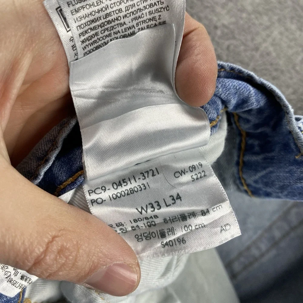 Levis Premium Performance 511 Slim Fit Jeans Mens 33x34 Blue Light Wash Low Rise
